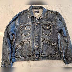 Faded Glory Jean Jacket Men's Size XL Blue Denim 4 Pocket Retro